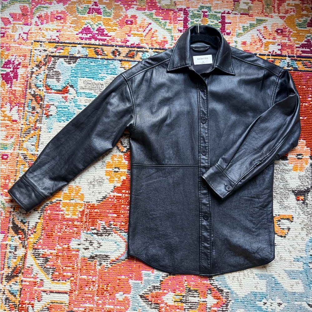 Aritzia Babaton Black Vegan Leather Shirt Jacket
